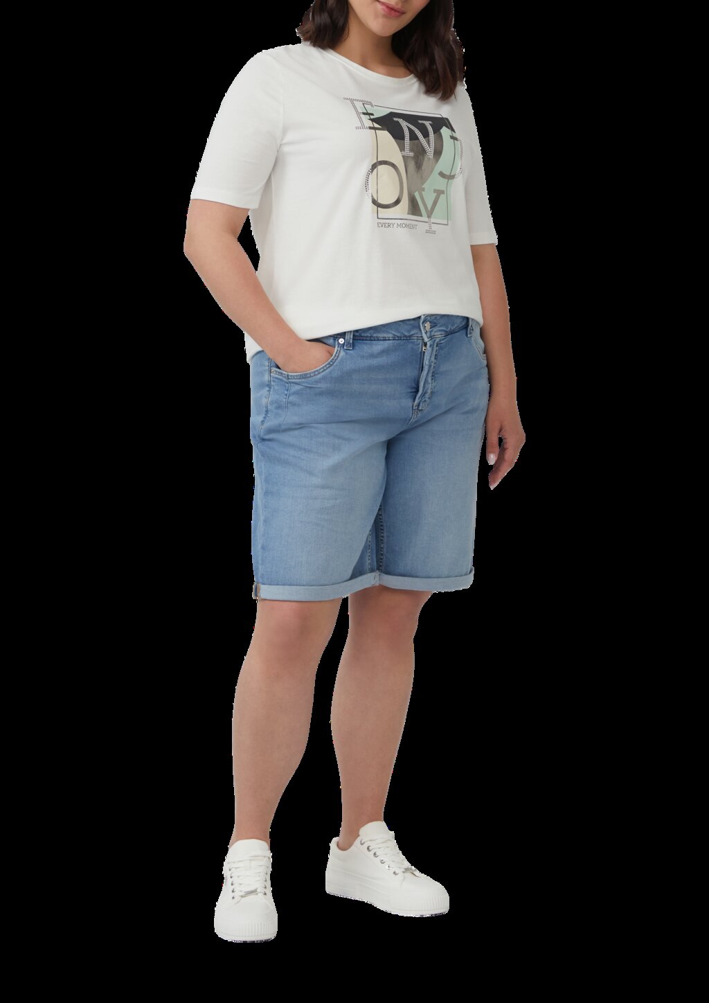 Bermuda Jeans / Curvy Fit / Mid Rise / Slim Tapered Leg