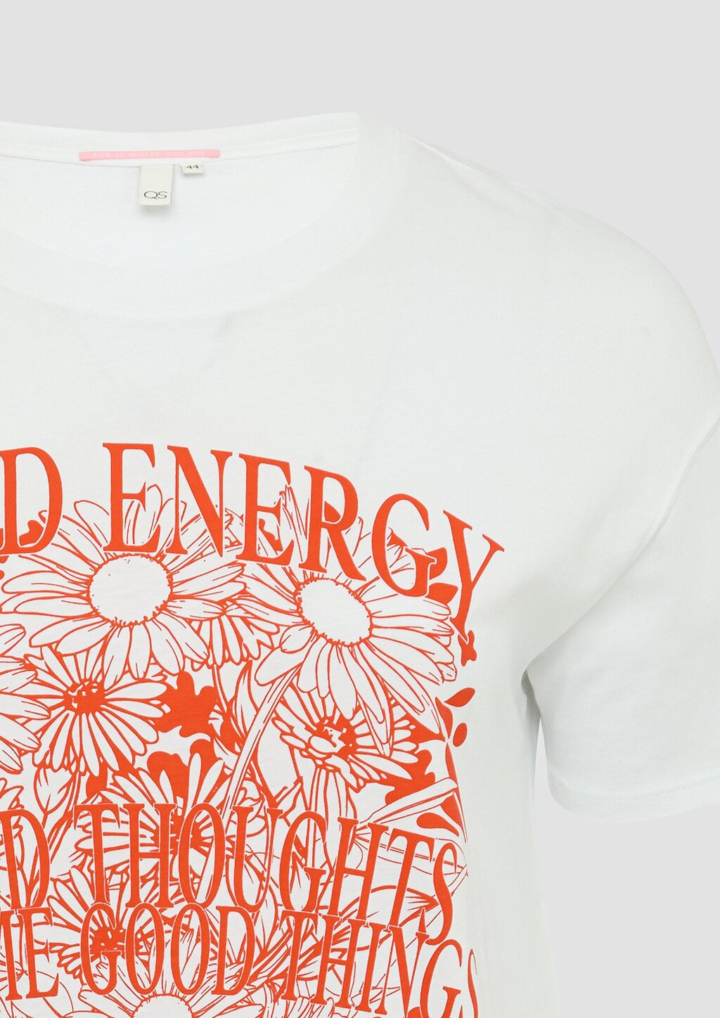 Baumwollshirt mit Frontprint und überschnittener Schulter