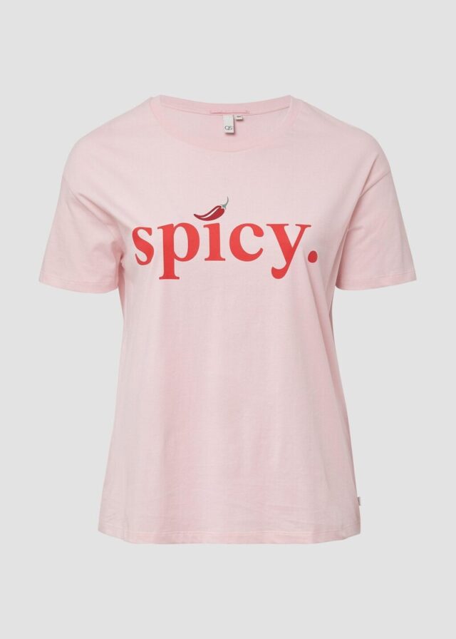 Baumwollshirt mit überschnittener Schulter und Frontprint