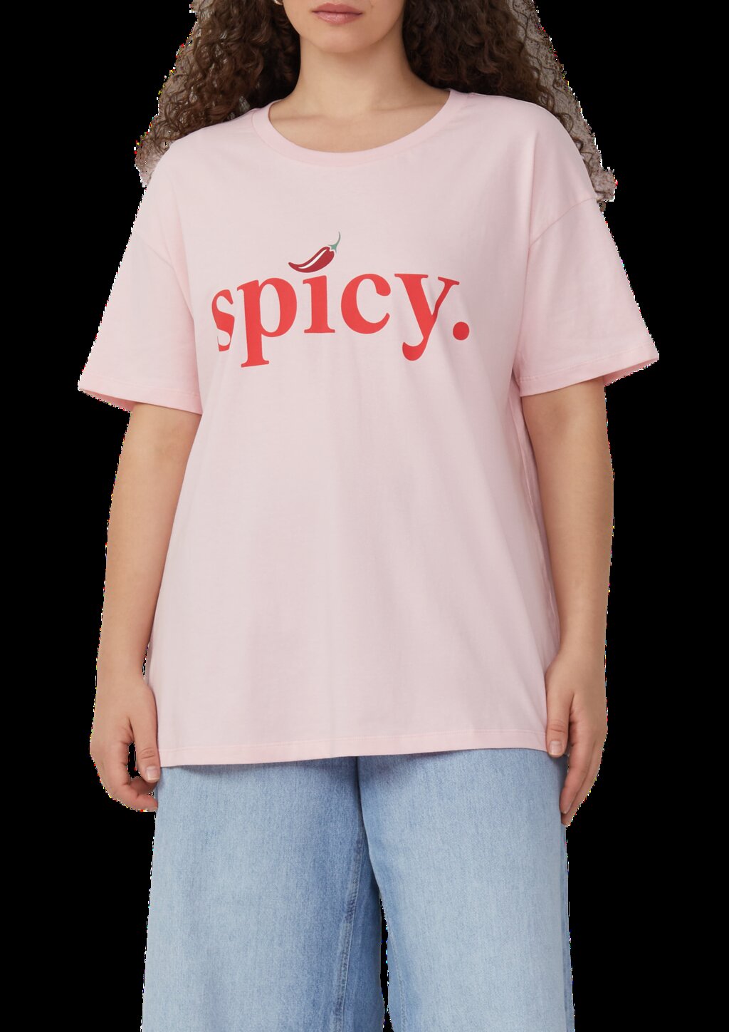 Baumwollshirt mit überschnittener Schulter und Frontprint