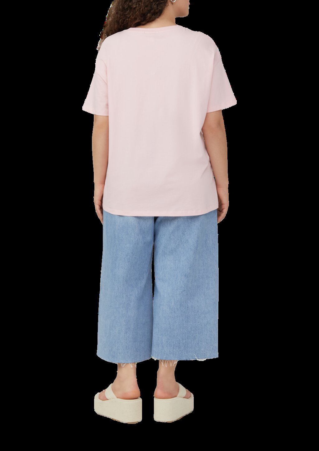 Baumwollshirt mit überschnittener Schulter und Frontprint