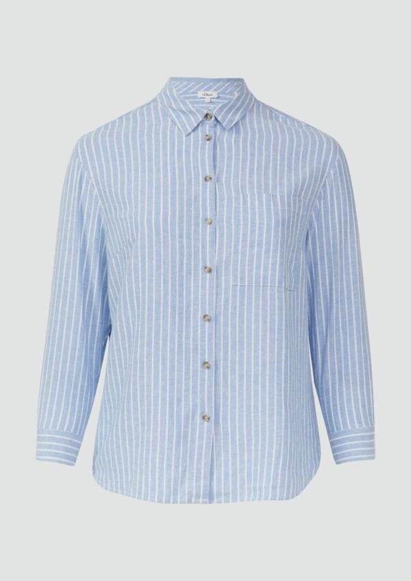 Gestreifte Bluse aus Leinenmix mit überschnittenen Schultern