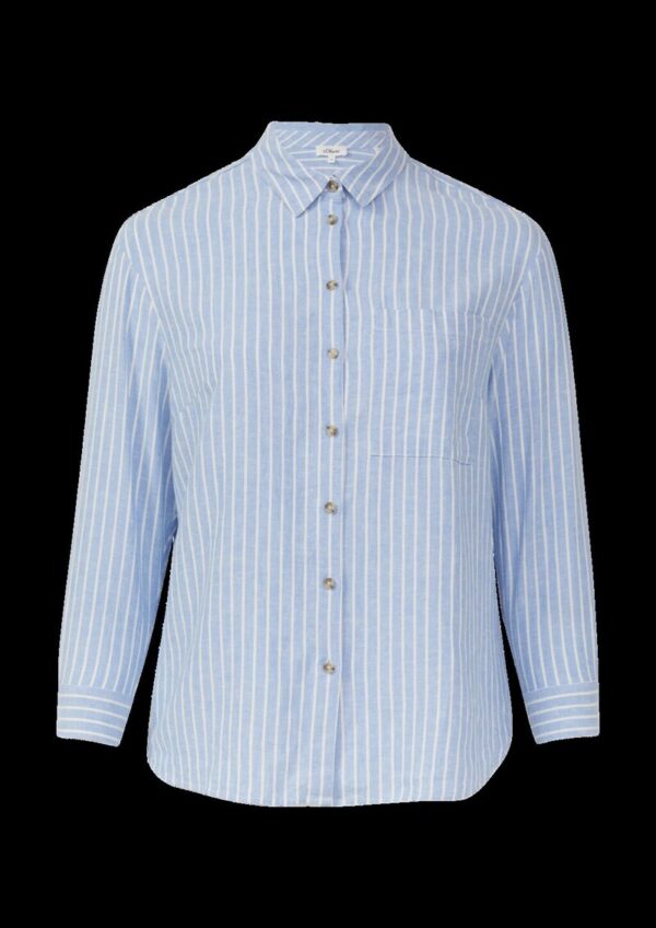 Gestreifte Bluse aus Leinenmix mit überschnittenen Schultern