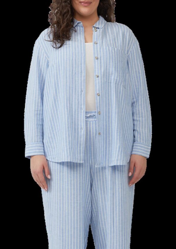 Gestreifte Bluse aus Leinenmix mit überschnittenen Schultern