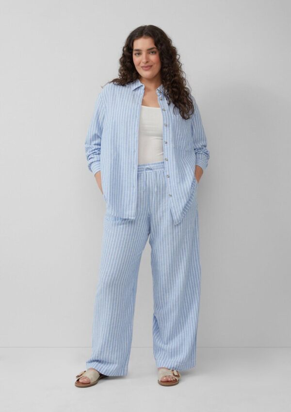 Gestreifte Bluse aus Leinenmix mit überschnittenen Schultern