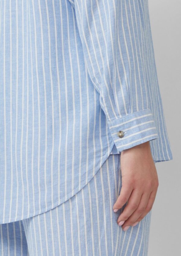 Gestreifte Bluse aus Leinenmix mit überschnittenen Schultern