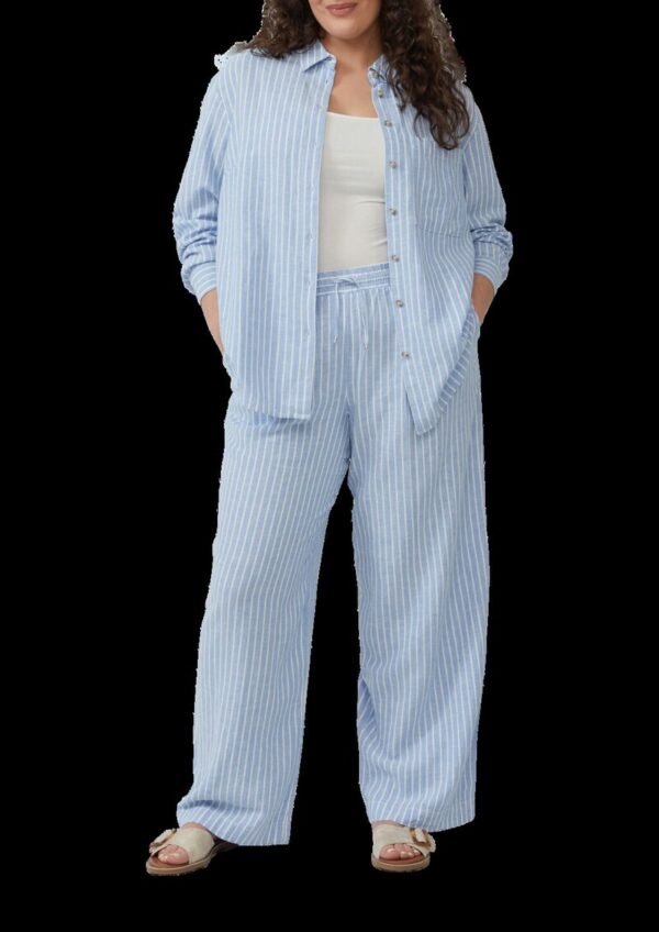 Gestreifte Bluse aus Leinenmix mit überschnittenen Schultern