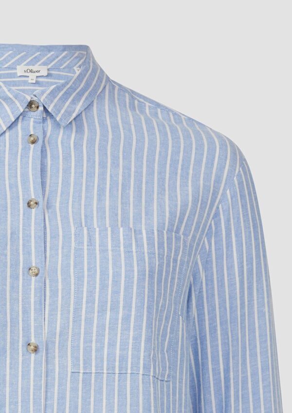 Gestreifte Bluse aus Leinenmix mit überschnittenen Schultern