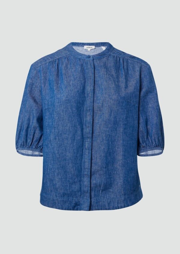 Relaxed-Fit-Bluse aus Leinenmix mit Raff-Details