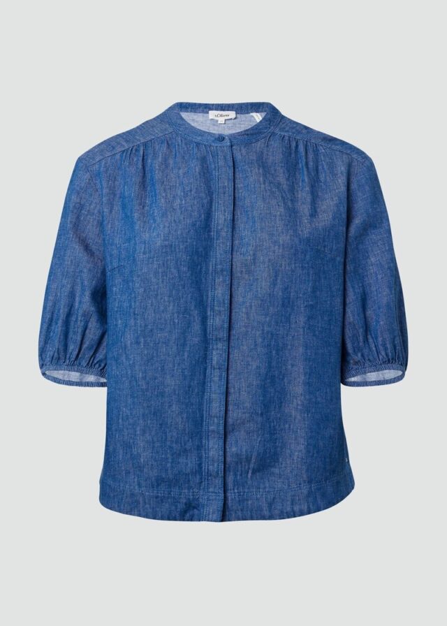 Relaxed-Fit-Bluse aus Leinenmix mit Raff-Details