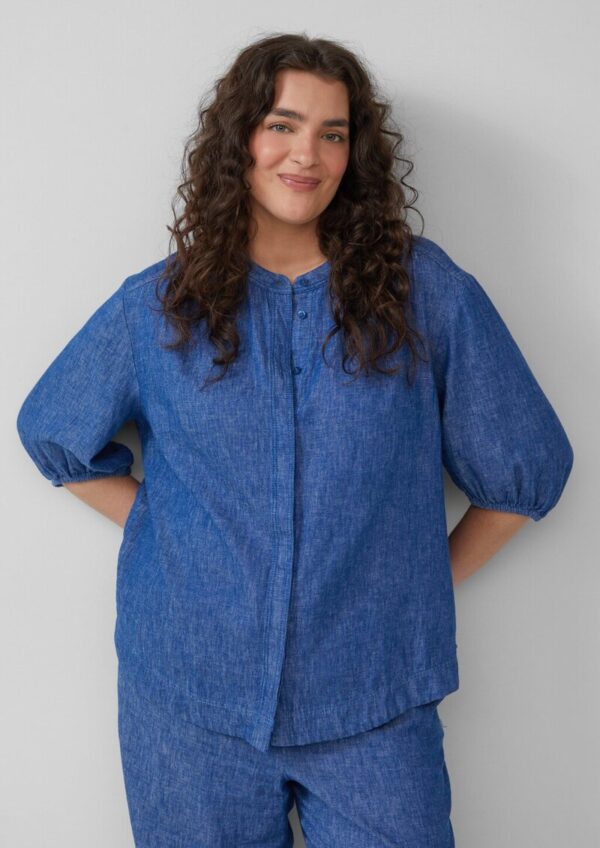 Relaxed-Fit-Bluse aus Leinenmix mit Raff-Details
