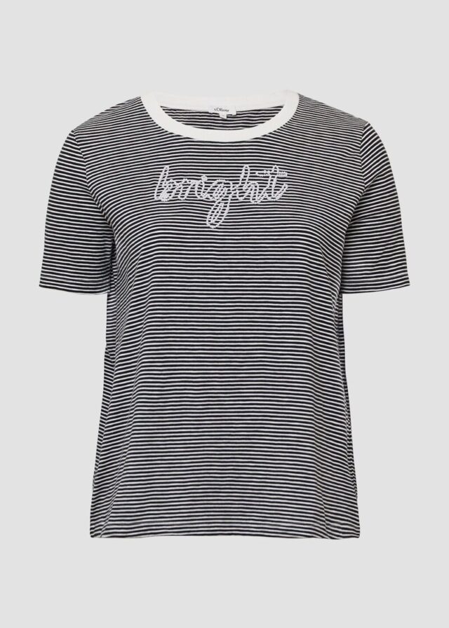 Streifenshirt mit Schmuckperlen