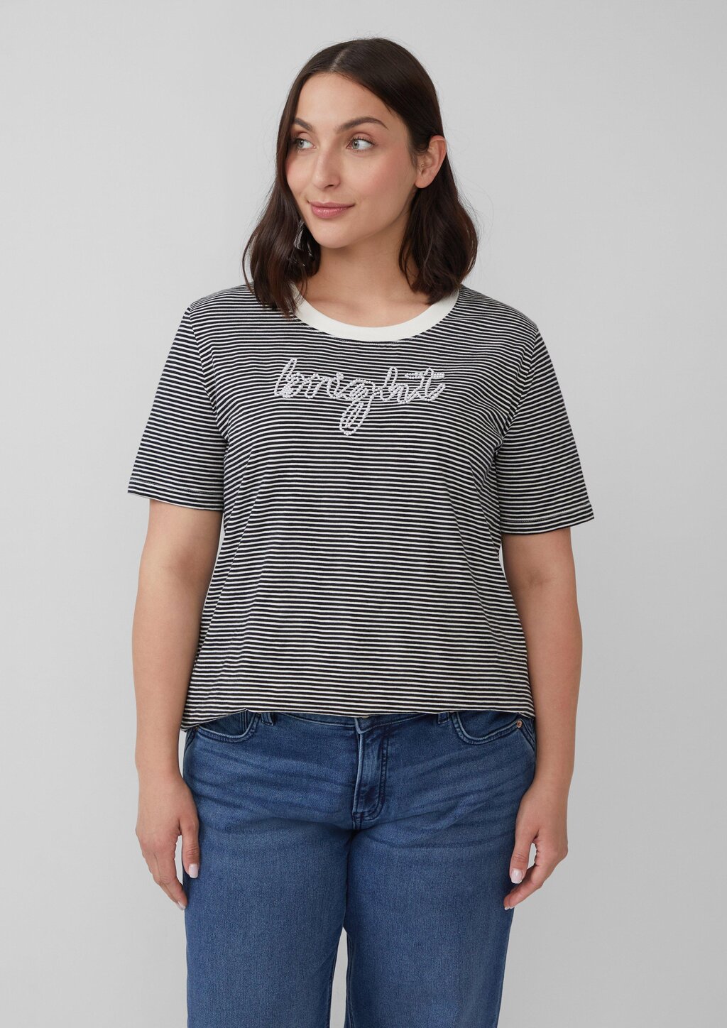 Streifenshirt mit Schmuckperlen