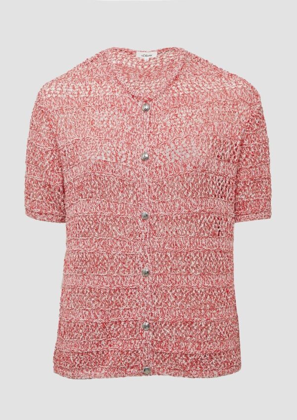 Ajour-Strickjacke mit Glitzereffekt