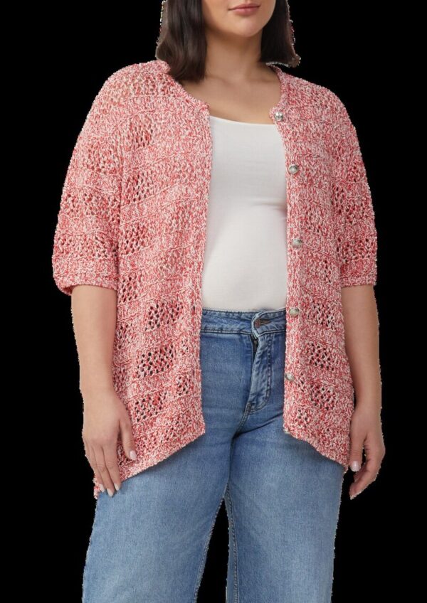 Ajour-Strickjacke mit Glitzereffekt