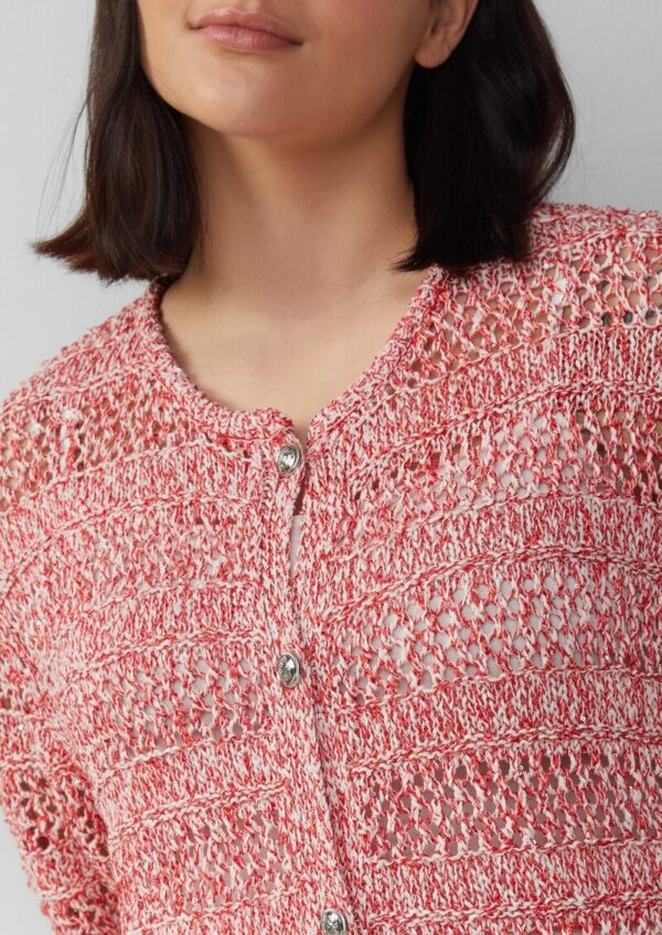 Ajour-Strickjacke mit Glitzereffekt