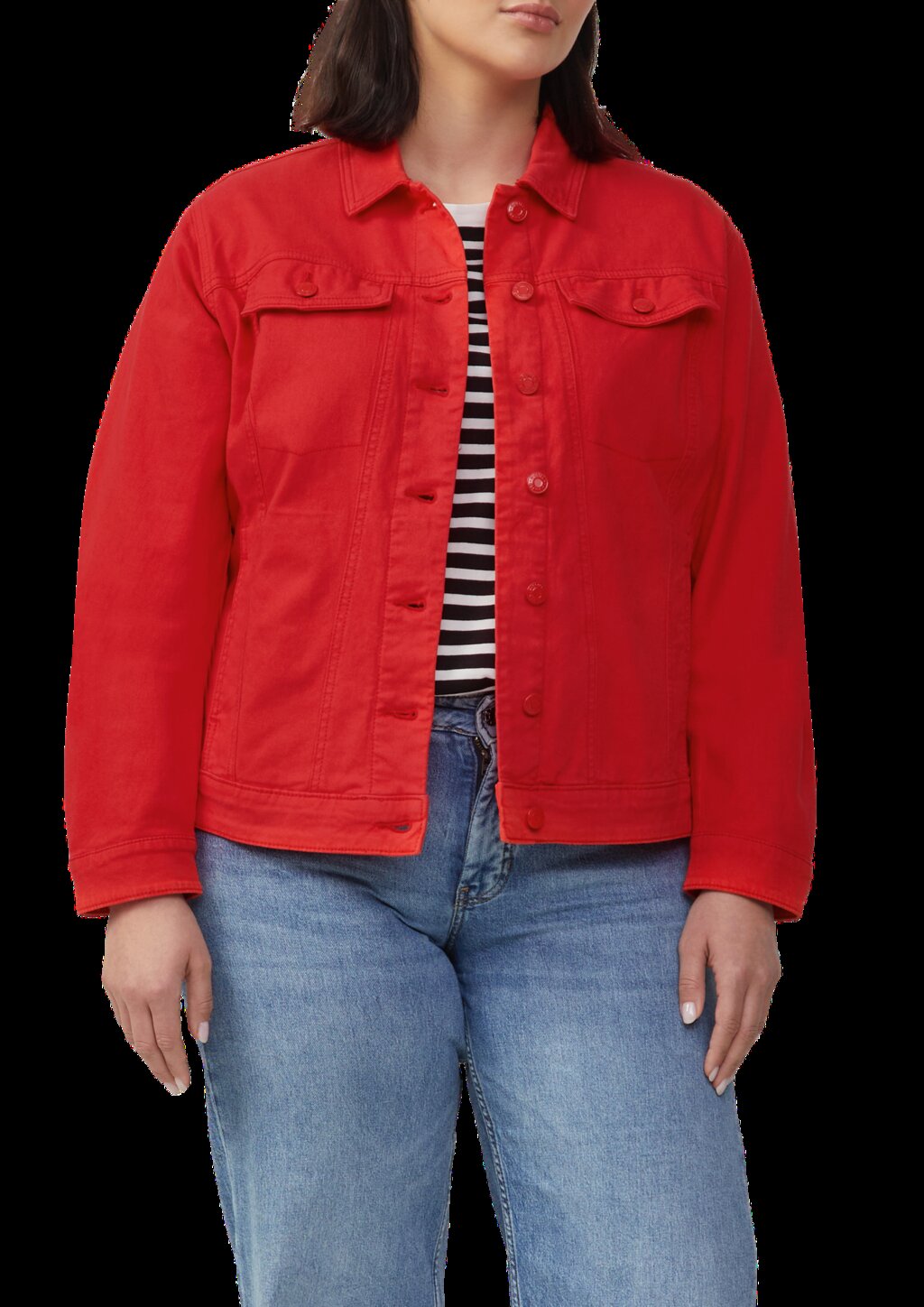 Elastische Jeansjacke mit seitlichen Eingrifftaschen