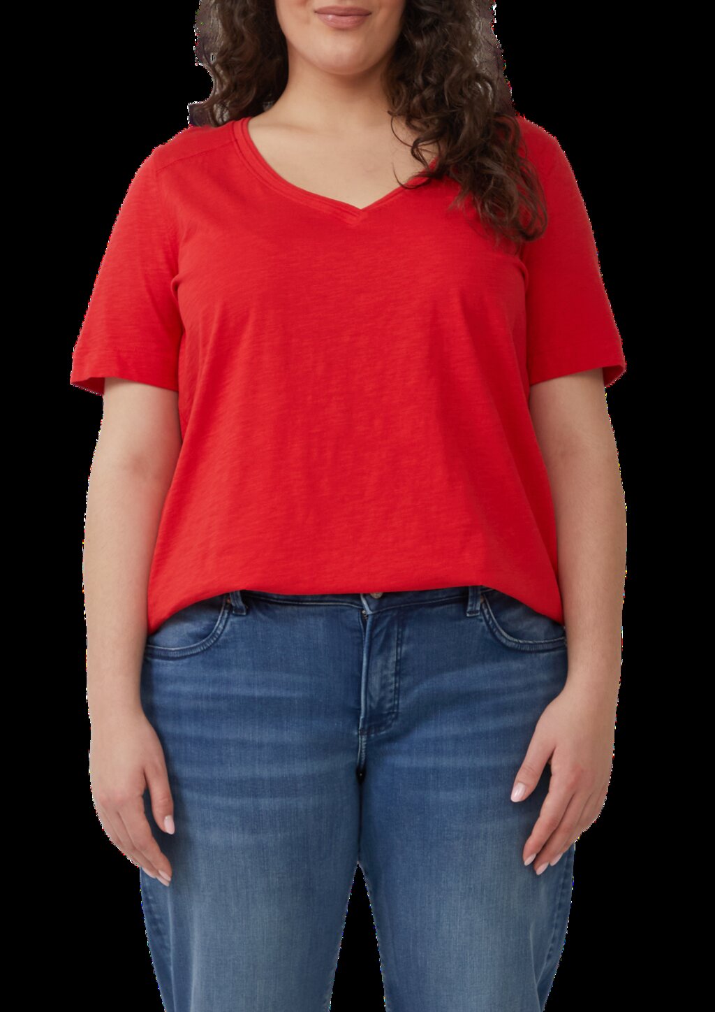 T-Shirt aus Flammgarn mit V-Ausschnitt