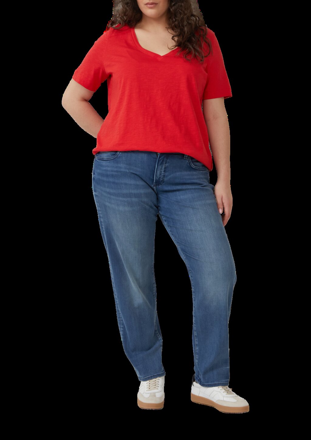 T-Shirt aus Flammgarn mit V-Ausschnitt