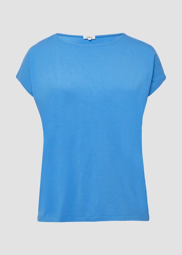 Fließendes Jersey-Shirt mit überschnittenen Schultern