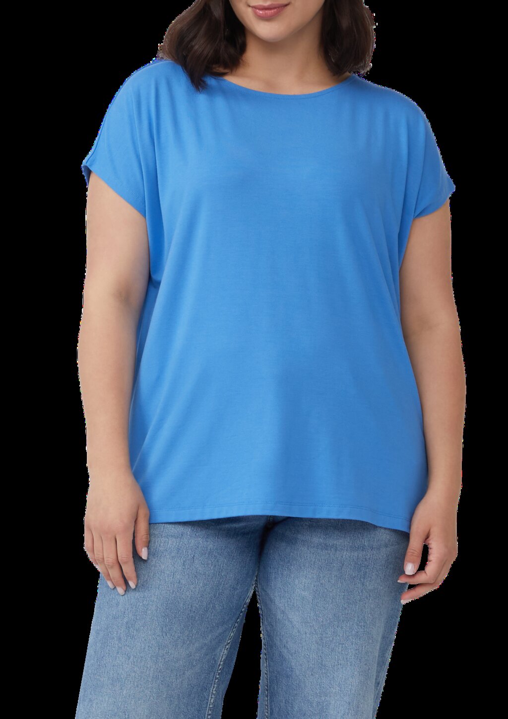 Fließendes Jersey-Shirt mit überschnittenen Schultern