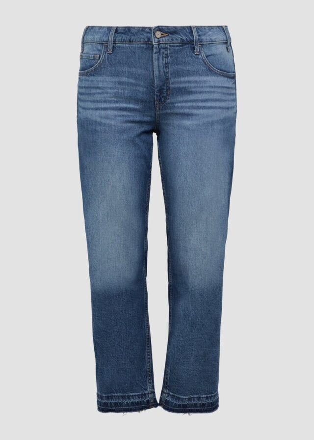 Cropped Jeans / Straight Fit / Mid Rise / Straight Leg / mit Saumdetails