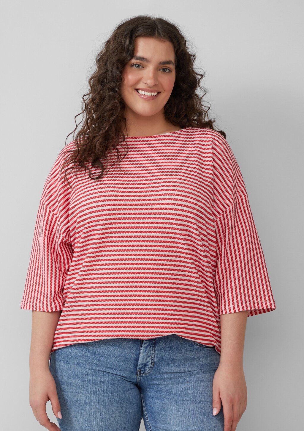 Gestreiftes T-Shirt im Relaxed Fit mit 3/4-Ärmeln