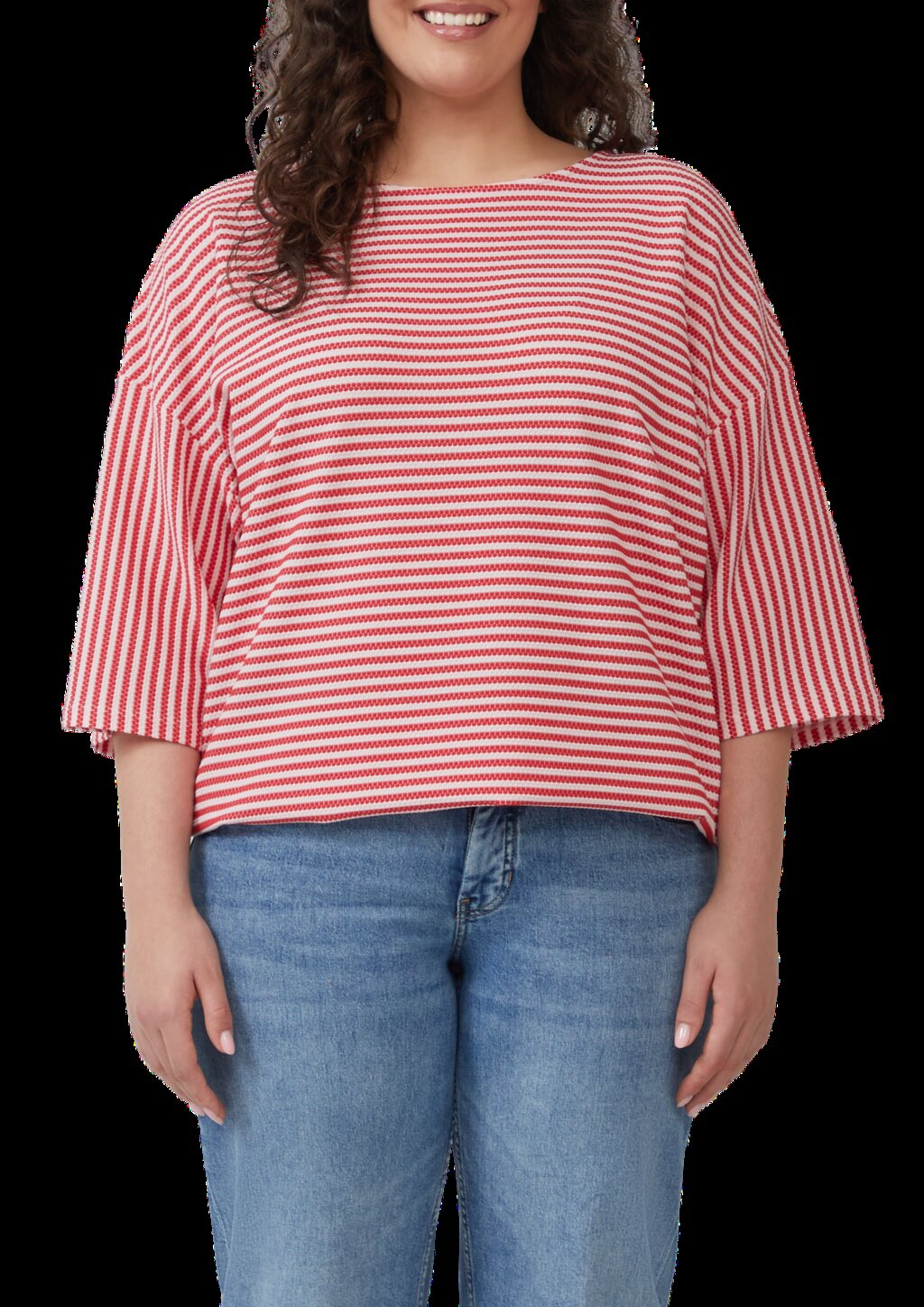 Gestreiftes T-Shirt im Relaxed Fit mit 3/4-Ärmeln