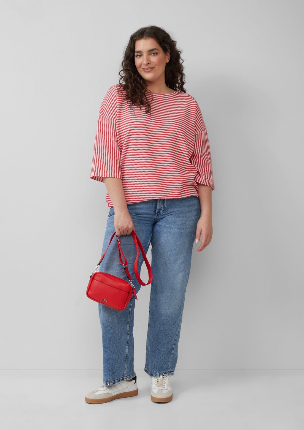 Gestreiftes T-Shirt im Relaxed Fit mit 3/4-Ärmeln