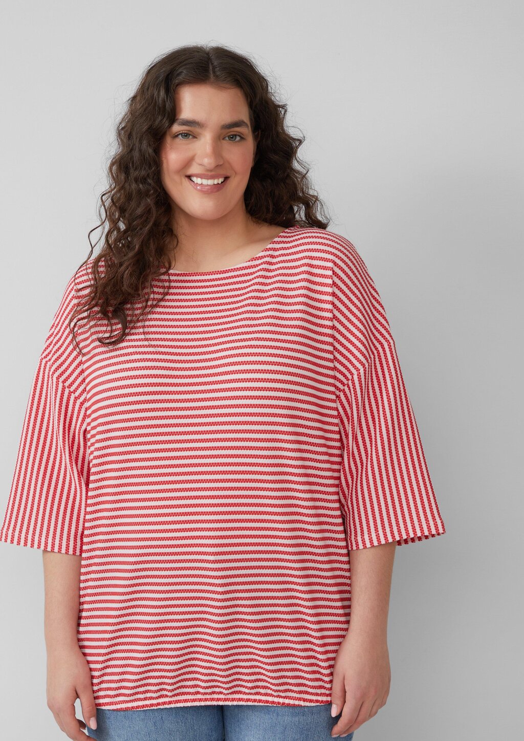 Gestreiftes T-Shirt im Relaxed Fit mit 3/4-Ärmeln