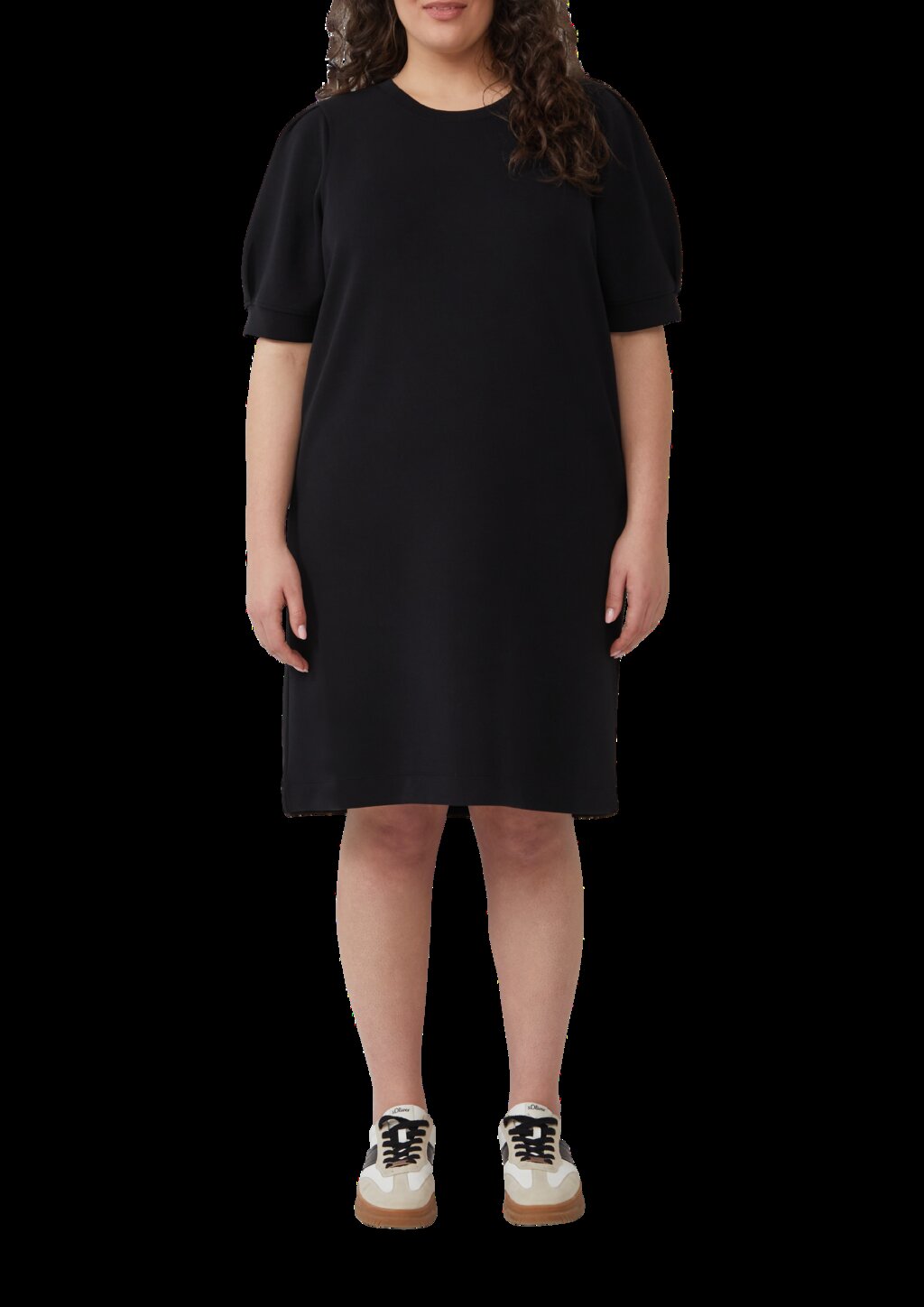 Kurzes Scuba-Kleid mit Puffärmeln