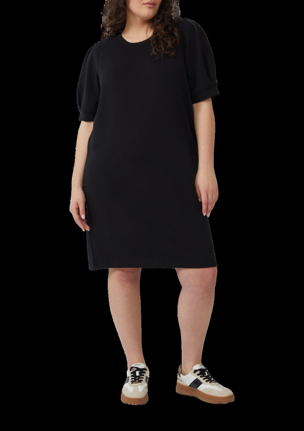 Kurzes Scuba-Kleid mit Puffärmeln