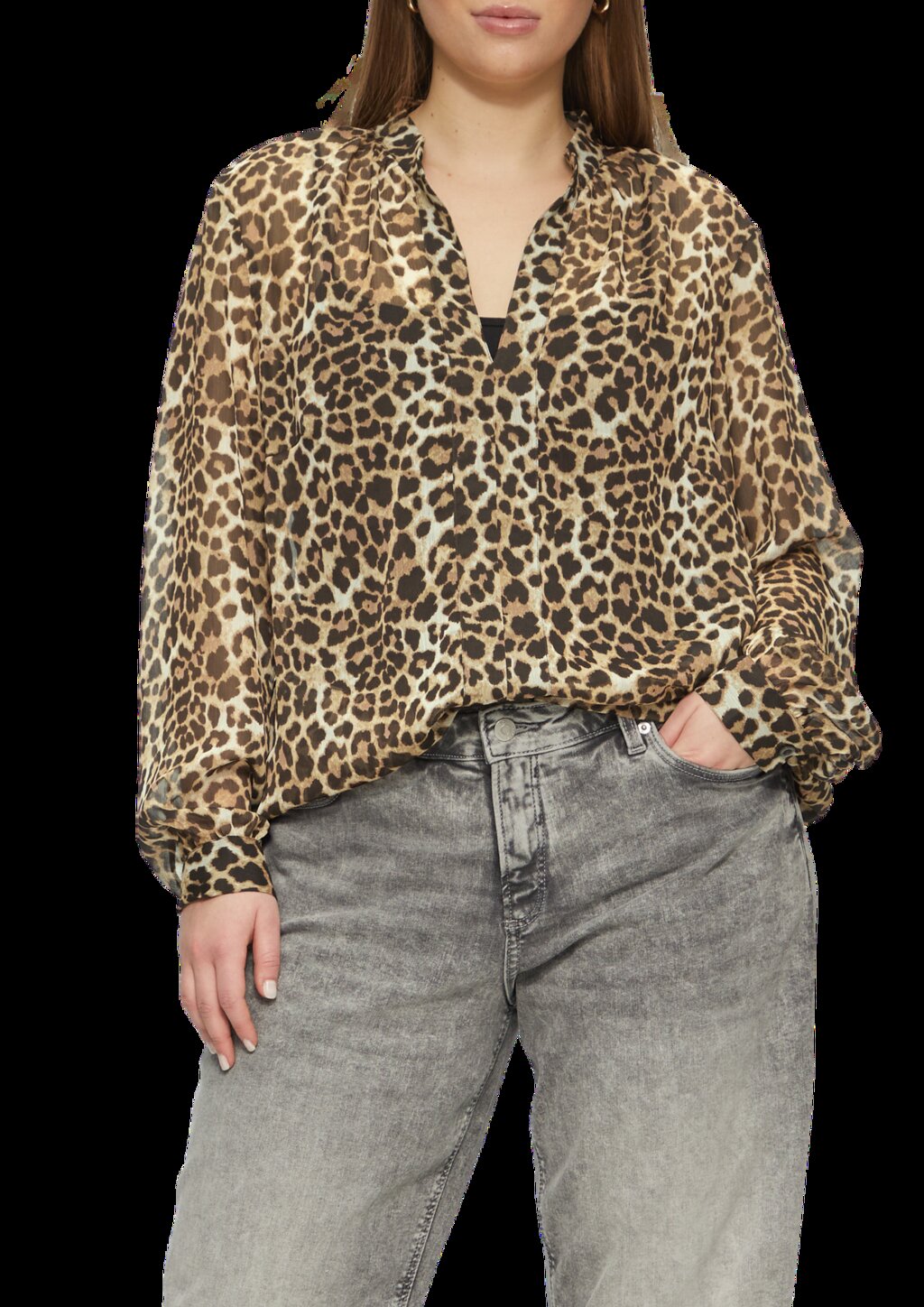 Leicht transparente Chiffonbluse mit All-over-Print