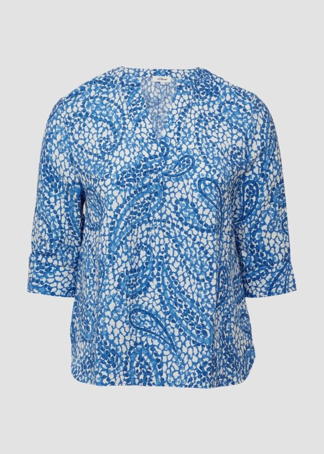 Strukturierte Tunikabluse mit 3/4-Ärmeln