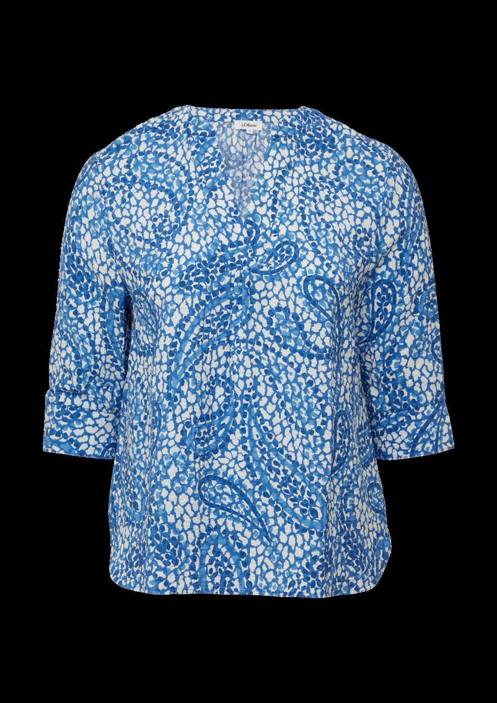 Strukturierte Tunikabluse mit 3/4-Ärmeln