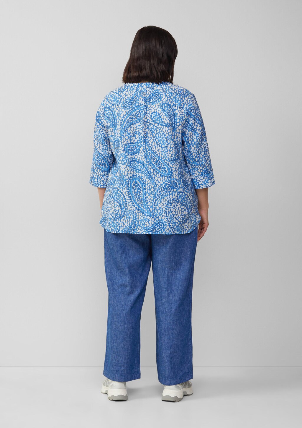 Strukturierte Tunikabluse mit 3/4-Ärmeln