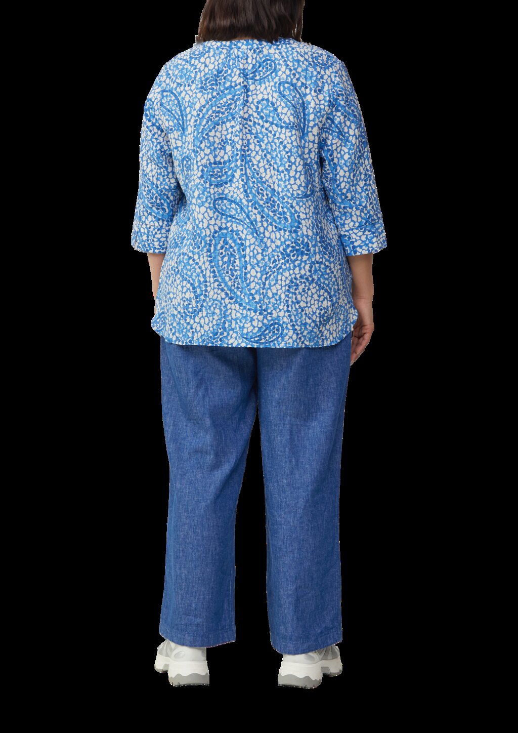 Strukturierte Tunikabluse mit 3/4-Ärmeln