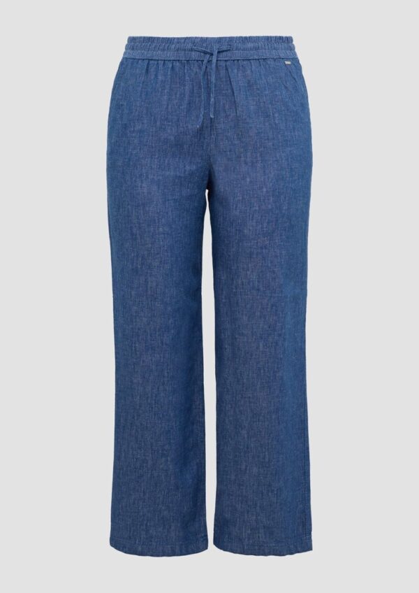 Wide-Leg-Hose aus Leinenmix in Denim-Optik