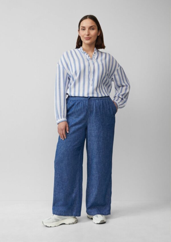 Wide-Leg-Hose aus Leinenmix in Denim-Optik