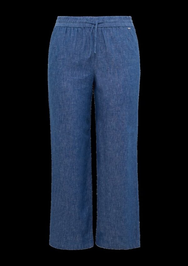 Wide-Leg-Hose aus Leinenmix in Denim-Optik