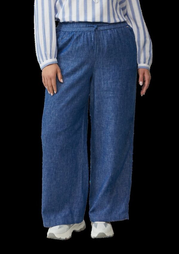 Wide-Leg-Hose aus Leinenmix in Denim-Optik