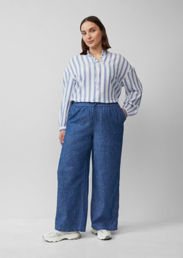 Wide-Leg-Hose aus Leinenmix in Denim-Optik