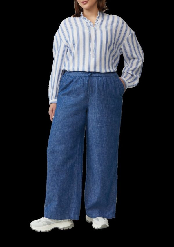 Wide-Leg-Hose aus Leinenmix in Denim-Optik