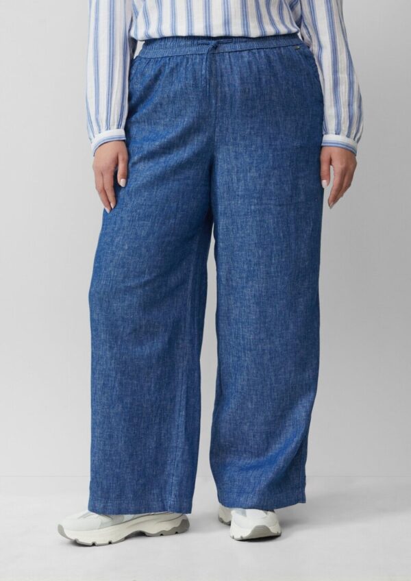 Wide-Leg-Hose aus Leinenmix in Denim-Optik