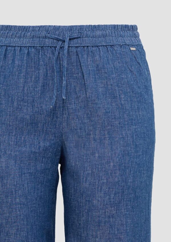 Wide-Leg-Hose aus Leinenmix in Denim-Optik