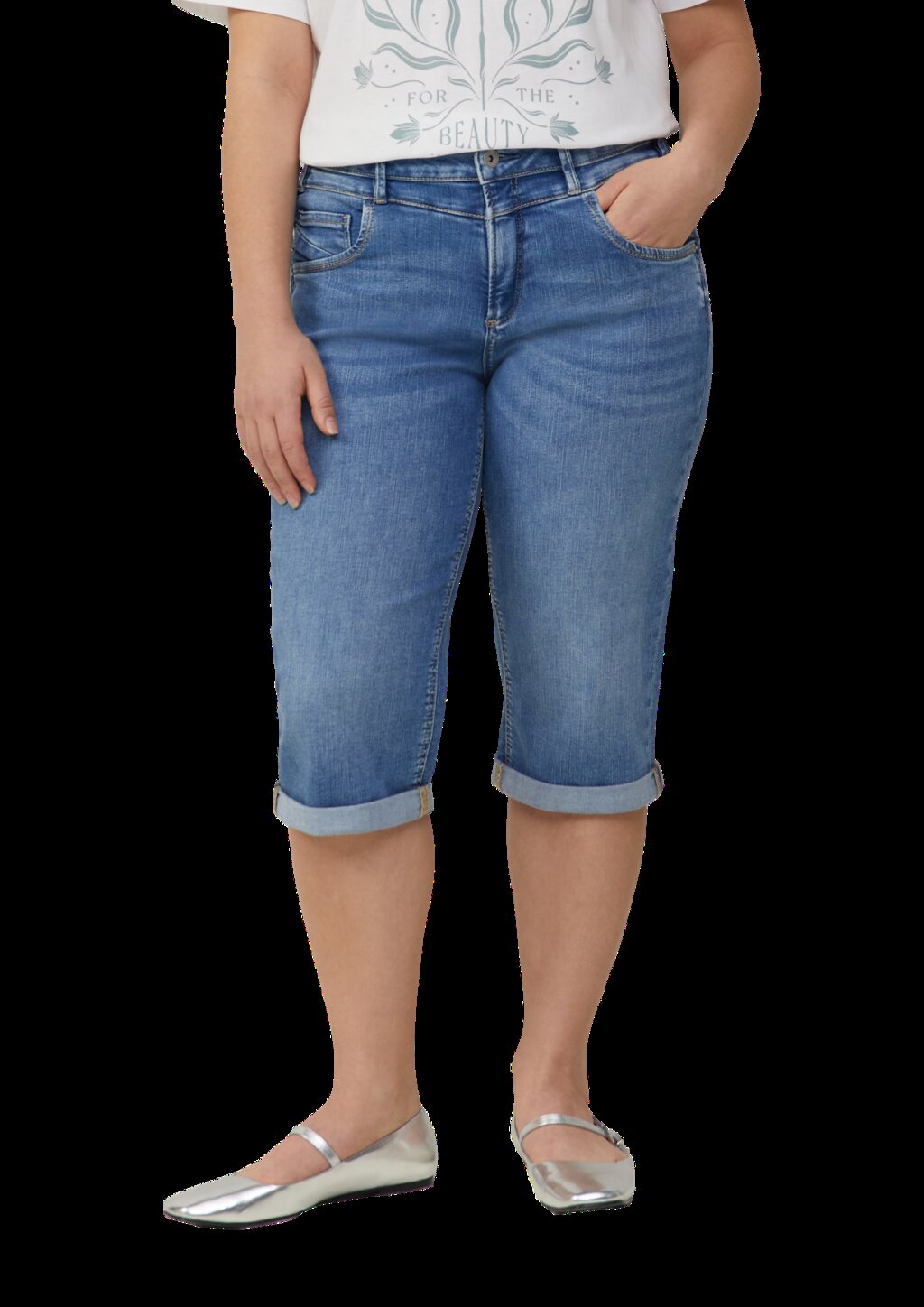 Jeans / Slim Fit / Mid Rise / Capri Length