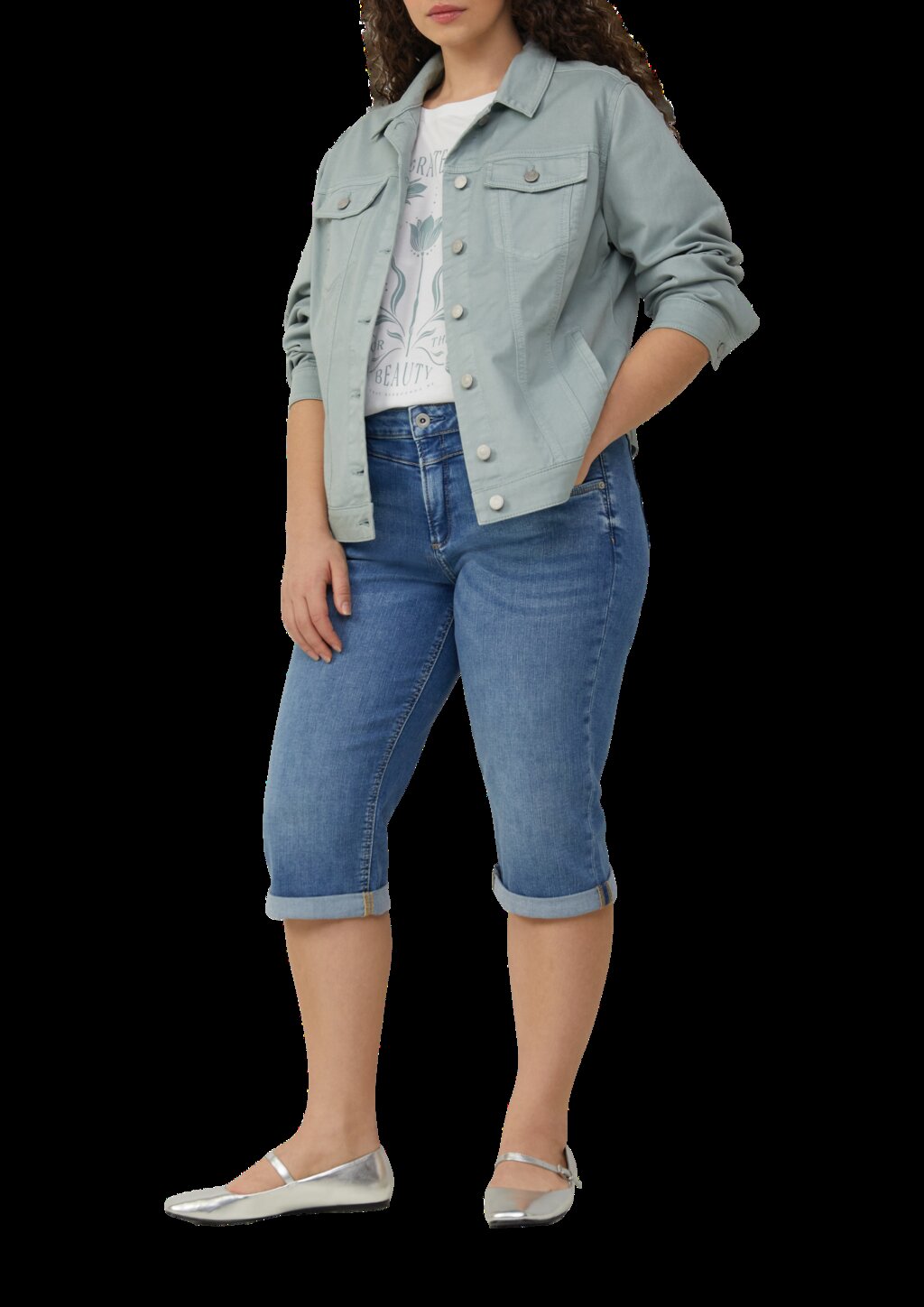 Jeans / Slim Fit / Mid Rise / Capri Length