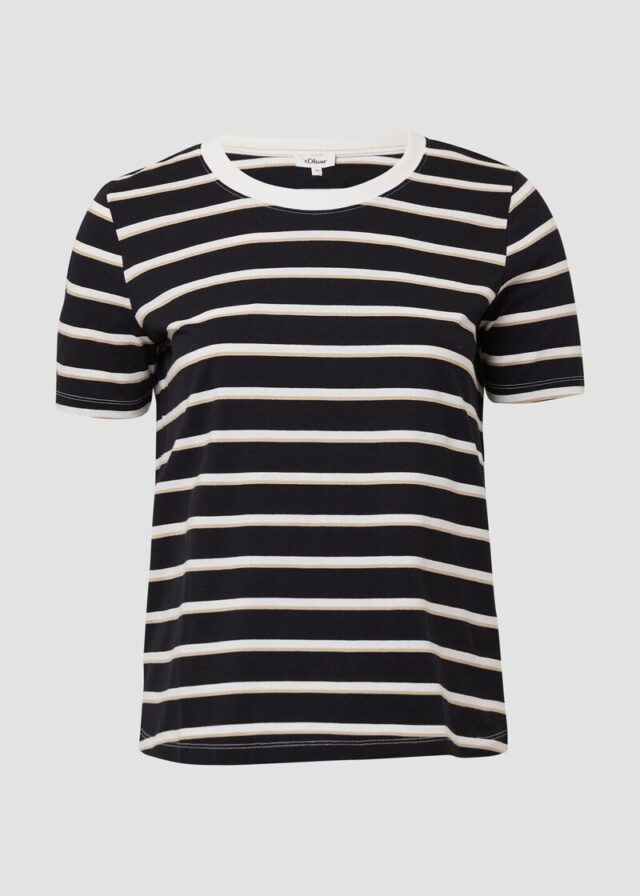 Verkürztes Baumwoll-T-Shirt mit Streifen