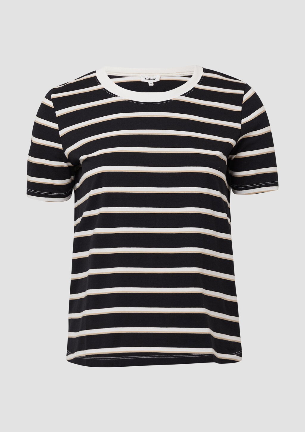 Verkürztes Baumwoll-T-Shirt mit Streifen