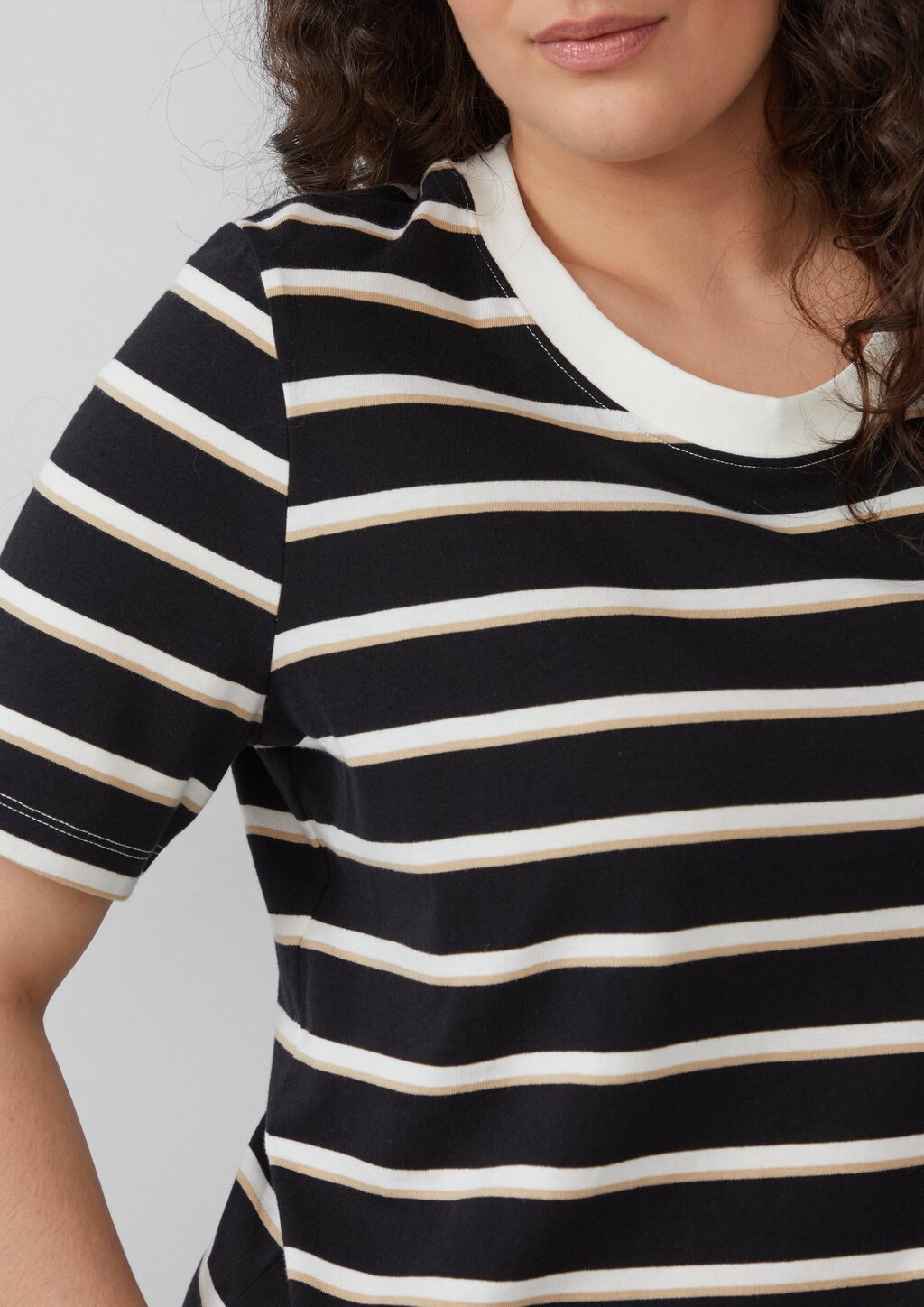 Verkürztes Baumwoll-T-Shirt mit Streifen